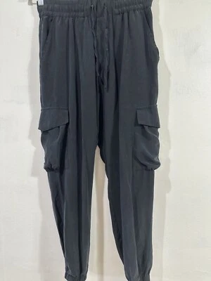 NSF Mujer Ropa Basquiat Negro Carga Utilidad Seda Pantalones Talla M Foto 1 de 4