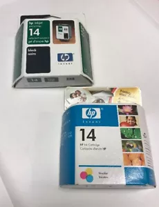 HP 14 Tri-color and Black Ink 2 Cartridges C5010DN C5011AN Exp 2004 2006 - Photo 1/3