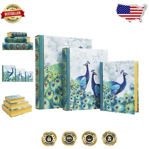 Chic Multicolored Book Box Set with Gold Foil & Ridged Spine - 3 Sizes - Picture 1 of 7