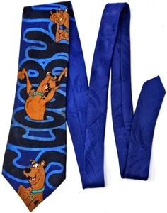 Scooby Doo Novelty Necktie Cartoon Network TV 1998 Hanna Barbera Blue Polyester - Picture 1 of 3
