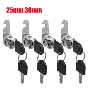 4x 25/30mm Cam Lock Door Barrel Drawer Cabinet Mail Box Locker Cupboard 8 Keys - Picture 1 of 23
