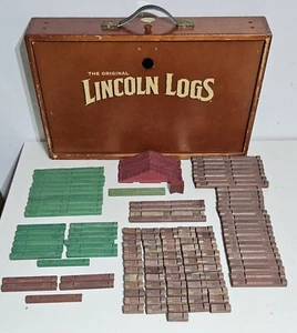 Lincoln Logs Collectors Edition Original Wooden Case Box w/ 125 Pieces Vintage - Picture 1 of 16