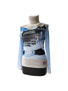 S.Oliver Top Long Sleeve Mesh Knit Print Gaultier Style St. Moritz Vintage Sz. L - Picture 1 of 19