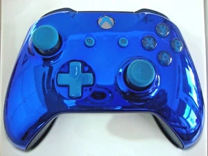  CUSTOM BLUE CHROME MICROSOFT XBOX ONE S BLUETOOTH WIRELESS CONTROLLER . - Picture 1 of 2