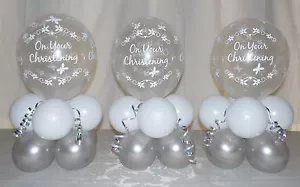 3 TABLE - CHRISTENING - PARTY - BALLOON DISPLAY - TABLE CENTREPIECE - Picture 1 of 4