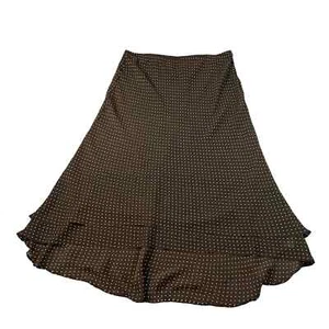 Evan-Picone Womens Brown White Polka Dot A-Line Layered Hem Skirt Size 10 - Picture 1 of 9