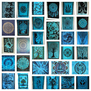 Blau Wandteppich Baumwolle Mandala Boho Hippie Wandkunst Indisch Plakat