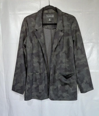 Blazer Rachel Zoe Verde Camuflado Med Chaqueta Frente Abierto Elastizada Todos los Días Grunge Foto 1 de 4