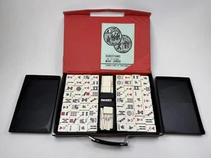 Vintage Mahjong Set Chinese Game Four Winds Tiles Case Directions Complete Box - Picture 1 of 16
