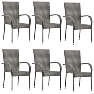 Stackable Outdoor Chairs - Poly Rattan in Brown, Black, Gray vidaXL - Picture 1 of 45