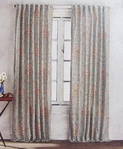 2er Set Cynthia Rowley Luisa jakobinische Leinenmischung 52x96 Blumen Gardine Paneele - Bild 1 von 5