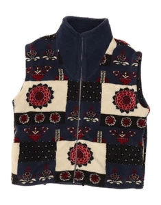 TART Womens Oversized Fleece Gilet UK 16 Large Navy Blue Floral Polyester AB15 - Picture 1 of 3