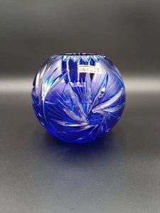 IRENA Cobalt Blue Lead Hand Crystal Vase 1970s - Picture 1 of 9