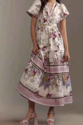 Nuevo con etiquetas Maxi Vestido Anthropologie The Somerset Floral Botánico Púrpura XL $168 Foto 1 de 4