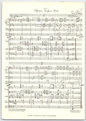 1936 Olympia-Fanfaren Sheet Music Postcard by Paul Winter Germany - Image 1 of 2