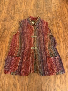 Elizabeth Jenkins Taos Nuevo México Tejido a Mano Textil Arco Iris Chaleco Peltre - Imagen 1 de 7