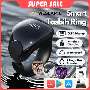 WESLAMIC Smart Tasbih Ring with Charging Case NFC Function OLED Display Bluetoot - Picture 1 of 12