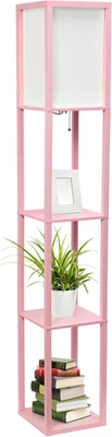 Light Pink Storage Shelf Linen Shade Floor Lamp Simple Designs Etagere Organizer - Image 1 of 4
