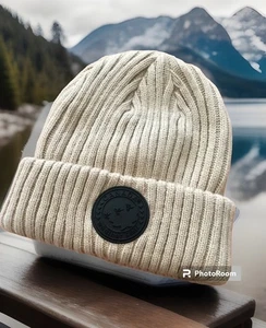 CANADA Weather Gear Erwachsene Beige Beanie Bündchen Gerippte Mütze Kappe Herren Damen Neu! - Bild 1 von 2