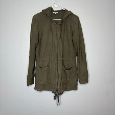 Chaqueta utilitaria James Perse para mujer talla 3 verde topo sarga $475 sudadera con capucha militar Foto 1 de 4