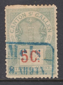 Switzerland, St. Gallen, Forbin 5 used. 1893 5c green & red General Revenue - Picture 1 of 2