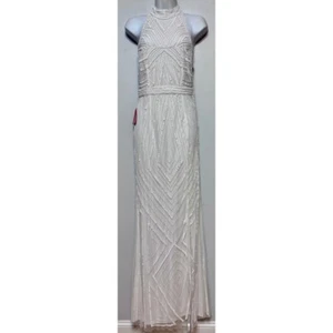 NWT Starlet White Beaded GownSize 4 Art Deco Gatsby Old Hollywood Quiet Luxury - Picture 1 of 6