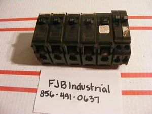 Lot of 6 Crouse Hinds (1)15A 1P, (4) 20A 1P, (1) 20A 2P Circuit Breakers - Picture 1 of 6