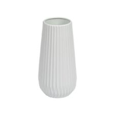 Bloomingville Tall White Ceramic Fluted Vase
