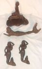 LOT OF 4 CAST IRON MERMAIDS 2 TOWEL HOOKS ONE SOAP DISH AND ONE FIGURE LOOK NICE