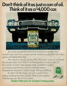 1972 QUAKER STATE MOTOR OIL Not Just Can Oil Running Younger Vintage Print Ad - Picture 1 of 8