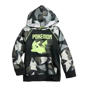 NEW Boys Pokemon Pikachu Graphic Pullover Hoodie sz 4 hooded sweatshirt black - Picture 1 of 3