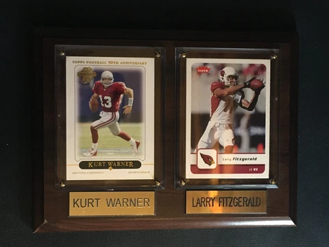KURT WARNER LARRY FITZGERALD CARDS SMALL WALL PLAQUE 6X8 Cover
