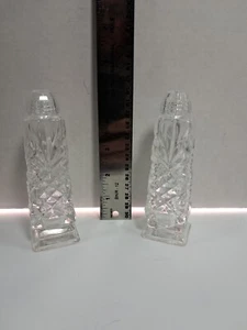 Salt and Pepper Shakers Hand Made Glass Bohemia Czech Republic Czechia 5" Tall - Picture 1 of 3