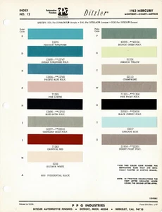 1963 MERCURY MARAUDER METEOR S 55 MONTEREY COMET FL PAINT CHIPS (PPG) - Bild 1 von 1