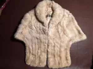 Beige Mink Fur Stole Evening Wrap Satin Lined, Carson,Pirie,Scott&Co - Picture 1 of 8