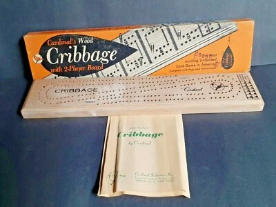 Vintage Cardinal's Wood Cribbage 2 Player Board Game with Pegs and Instructions  - Image 1 of 4