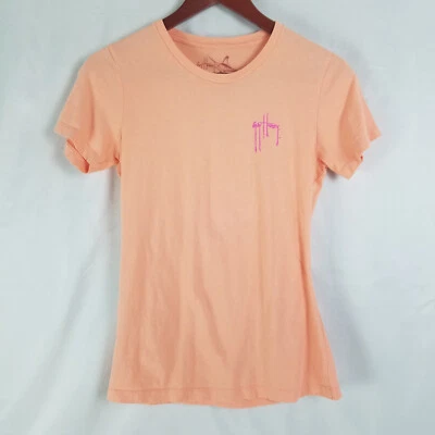 Guy Harvey T Shirt Juniors Small Peach Graphic Top Short Sleeve Crew Neck Tee - Image 1 of 4