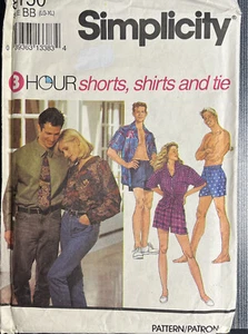 8150 Vintage Simplicity Sewing Pattern Misses Mens Shorts Shirt Tie LG-XG Uncut - Picture 1 of 4