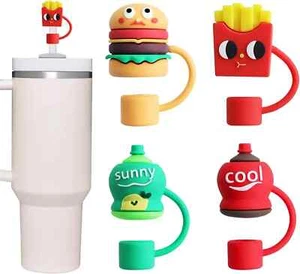 4Pcs Straw Covers Cap for Stanley Cup Silicone Straw Topper for Stanley 30&40 Oz - Picture 1 of 5