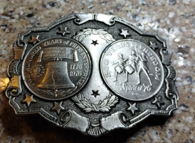 Monedas 1976 Hebilla Cinturón Peltre Espíritu de 76 Bicentenario Patriótico Lewis Hebillas Foto 1 de 4