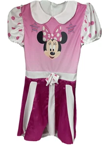Disney Girls Small 4-6x Minnie Mouse Dress Short Sleeve Pink Dots Dress-up Play - Picture 1 of 10