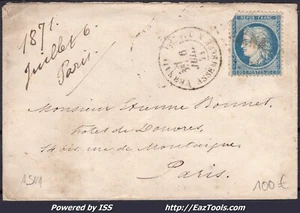 FRANCE N°37 SUR LETTRE ASNA + CAD VERSAILLES ASSEMBLÉE NATIONALE 06/07/1871 - Picture 1 of 2