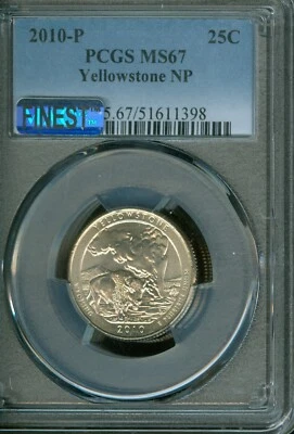2010 P YELLOWSTONE QUARTER SET PCGS MS67 PQ MAC FINEST & SPOTLESS  . - Image 1 of 2