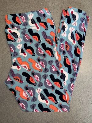 TC  LuLaRoe Tall & Curvy Leggings Multicolor Birds Blue Peach Purple - Image 1 of 4