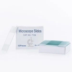 Microscope Slides 50-Pack Clear Glass w Dual Side White Frosted Ends Ground Edge - Picture 1 of 2