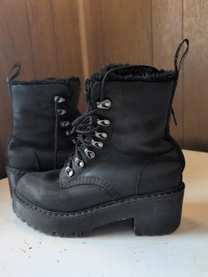 Botas Dr. Martens Mujer Cuero Negro Leona Piel Sintética Forradas Plataforma Tacón 7L Foto 1 de 4
