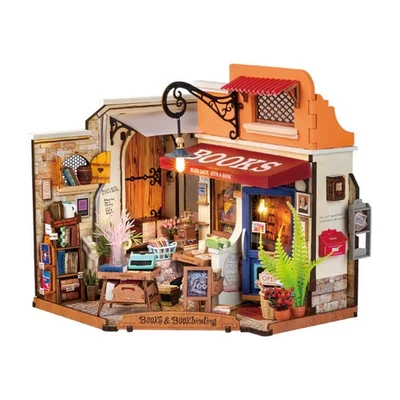 Rolife Corner Bookstore DIY Miniature House Kit DG164 3D Puzzle - Image 1 of 4