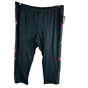 New Catherines Womans 5X Plus 34/36W Pull on Pants Black Floral Active NWT - Picture 1 of 8