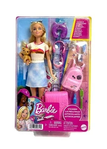Barbie Malibu Doll and Puppy Travel Set 10+ Pieces Mattel HJY18 - Picture 1 of 8