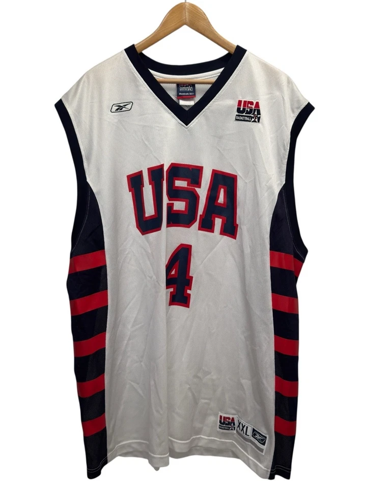Allen Iverson #4 USA Dream Team Reebok NBA Vtg Men's 2XL Basketball White Jersey - Image 1 of 4